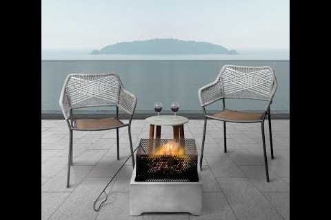 Peaktop by Teamson Home Outdoor Small Wood Burning Fire Pit, Garden Furniture Firepit Heater