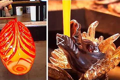 CREATING AMAZING GLASS SCULPTURES | GLASS BLOWING COMPILATION