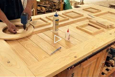 Amazing Ingenious Techniques Woodworking Workers // Large Bathroom Hardwood Sliding Sliding Door