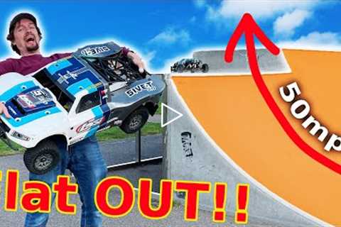 Worlds Biggest Petrol RC Car FLAT OUT jump