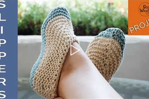 Easy Slippers knitting pattern (using Garter stitch and straight needles) - So Woolly