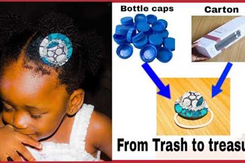 How to Make plastic bottle cap hair clips/ how to make a mini hat/ bottle cap recycling ideas