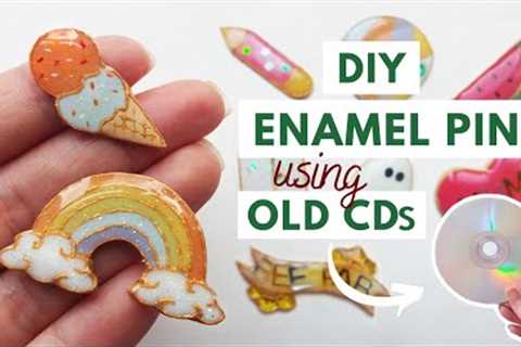 DIY Enamel Pin Using Old CDs & Epoxy Resin #shorts