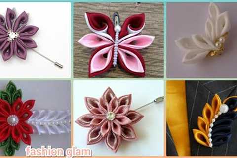 kanzashi flowers patterns/kanzashi fabric flower brooch/flower lapel pin/boutonniere hair pins