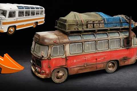 Before and After PAZ-672 Soviet Bus scale 1:43 / Apocalypse Vehicle