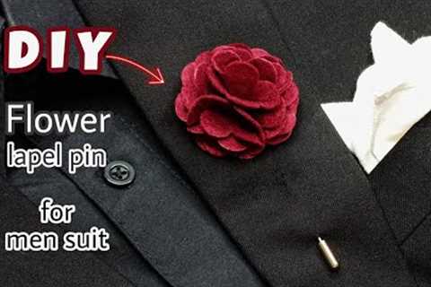 DIY Flower Lapel Pin for men suit . / how to make a lapel pin for wedding. / Diy flower boutonniere.