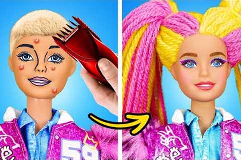 NEW AWESOME HAIRSTYLE FOR DOLL || Rich Vs Broke Transformation! Cute Tiny Crafts & Hacks by 123 ..