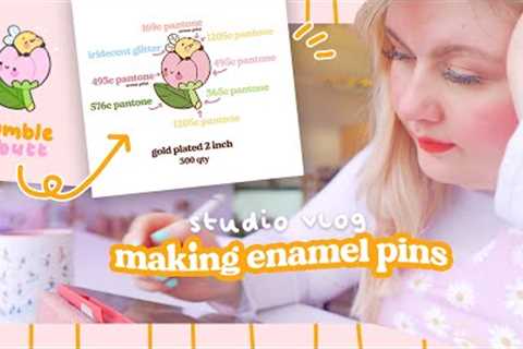 STUDIO VLOG 🌷 Packing Orders & How I design Enamel Pins for my Manufacturer + Small Biz..