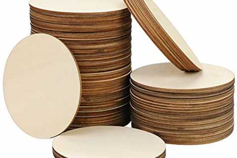 SKPPC 80 Pieces 4 Inch Unfinished Wood Circles Rounds Wooden Cutouts for Crafts, Door Design,..