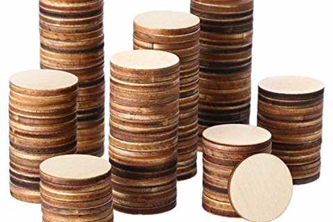 Boao 1 Inch Unfinished Wood Slices Round Disc Circle Wood Pieces Wooden Cutouts Ornaments for Craft ..