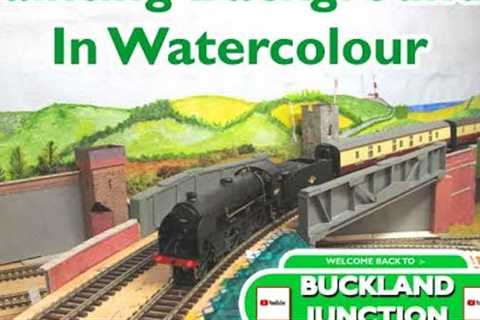 Buckland Junction Model Railway 248. Painting model railway background scenes for the layout by hand