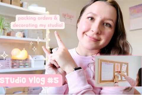 STUDIO VLOG #5 ✿ unboxing new office decor, decorating my studio & packing orders!