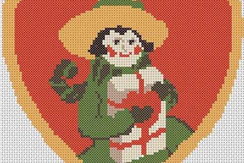 Vintage Girl Valentine Cross Stitch Pattern