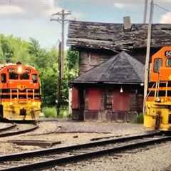 1885 Train Station Burns!  2 Trains Passing It At Same Time Indiana & Ohio Railway (Flashback)..