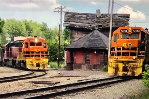 1885 Train Station Burns!  2 Trains Passing It At Same Time Indiana & Ohio Railway (Flashback)..