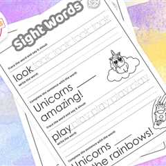 Free Sight Words Worksheets with a Cute Unicorn Theme